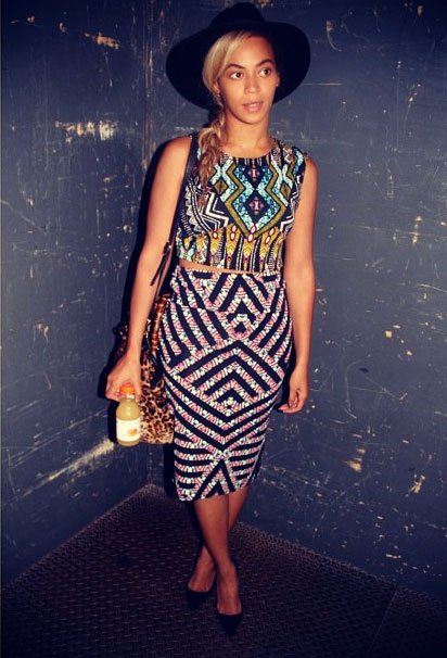 Beyonce in chitenge/African print Cropped top & pencil skirt