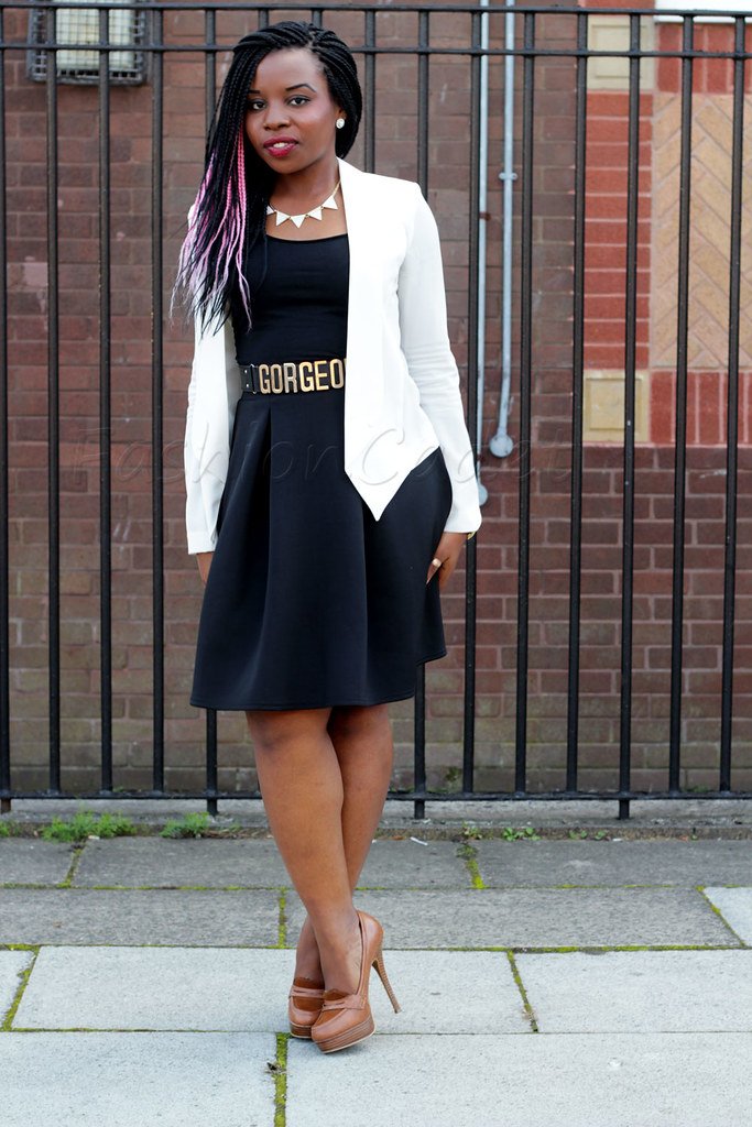 how to wear a waterfall jacket with skater skirt