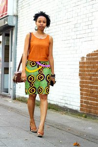 ‘Ankara’/’kitenge’/African print peplum pencil skirt with brown sleeveless top