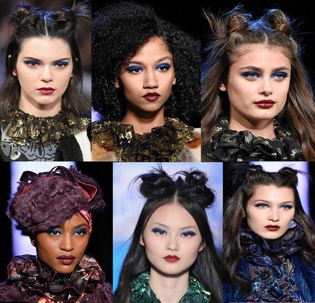 Burgundy lipstick and blue eye shadow: Latest make-up trend