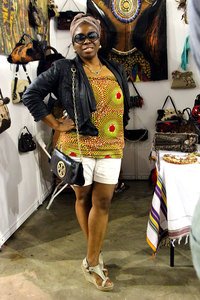 Cream shorts with black waterfall blazer, wedges & kitenge/ankara/chitenge/African print top: Summer look